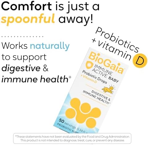 BioGaia Immune Active Baby Probiotic Drops + Vitamin D | for Babies & Toddlers 0-36 Months | Supports Digestive & Immune Health | Allergen, Dairy, Soy & Gluten Free | 50 Day Supply