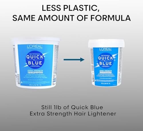 L'Oréal Technique Quick Blue High Performance Bleach - Professional Hair Bleaching Powder, No Drip Formula, Extra Strength Lightening Action Lifts Up To 7 Levels, Single Application,1 Pound