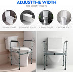Toilet Safety Rail for Seniors – Adjustable & Foldable Toilet Safety Frame with Padded Handles, Stand Alone Bathroom Safety Rail & Toilet Support for Elderly, Fits Most Toilets, 350 lb Capacity