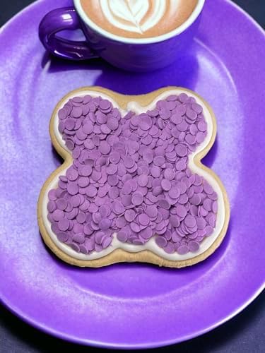 EDIBLE ACCENTS PURPLE SEQUINS - Confectionery Accents, Gluten Free, Egg Free, Nuts Free, Kosher, Fancy Sprinkles Medley Mix, For Baking, Decorating, Cookies, Cupcakes, Cakes, Great Topping, Jimmies, Sugar Shapes, 2.75oz