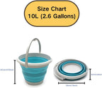 SAMMART 10L (2.6 Gallon) Collapsible Plastic Bucket - Foldable Round Tub - Portable Fishing Water Pail - Space Saving Outdoor Waterpot, Size 33cm Dia (1, Bright Blue)