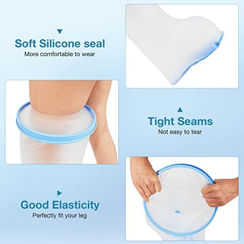 Waterproof Extra Wide Leg Cast Cover for Shower Adults, Extra Large Half Leg Shower Cover with Non-Slip Bottom, Watertight Foot Protector for Plus Size Adults Surgery Shower Boot