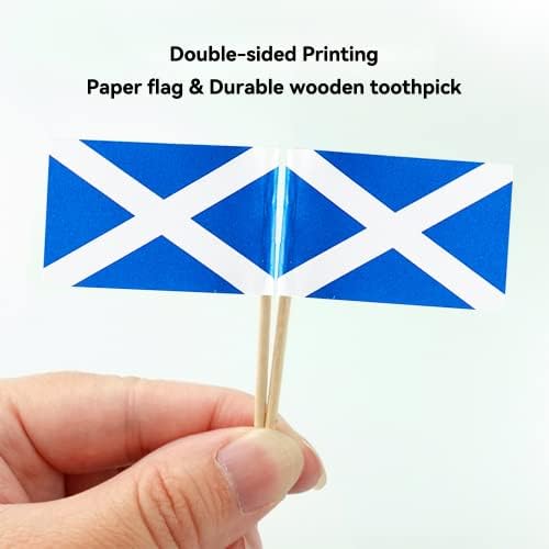 Scotland Flag Small Mini Scottish Flag Toothpicks for Party Appetizers, Cupcakes, Cakes, and Food, Perfect for National Holidays, Sports Events, and Themed Parties
