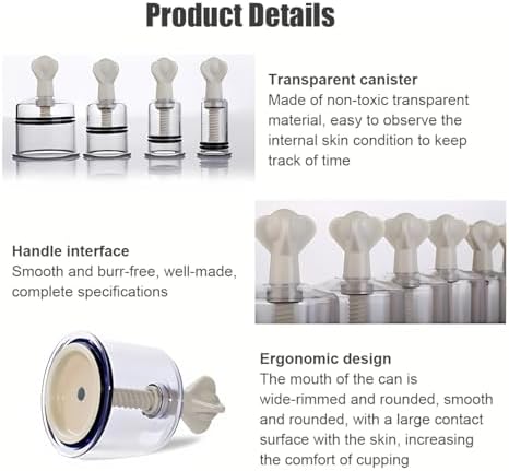 Wokyo 8 PCS Cupping Therapy Set with Magnetics, Professional Chinese Acupoint Cupping Kit Hand Twisting Rotational Vacuum Cupping Set for Cellulite Reduction and Muscle Fatigue Pain Relief at Home