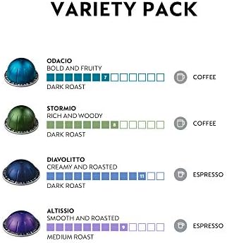 Nespresso Capsules Vertuo, Intense Variety Pack, Dark Roast Coffee, 40-Count Coffee & Espresso Pods, Brews 7.8oz. and 1.35oz.