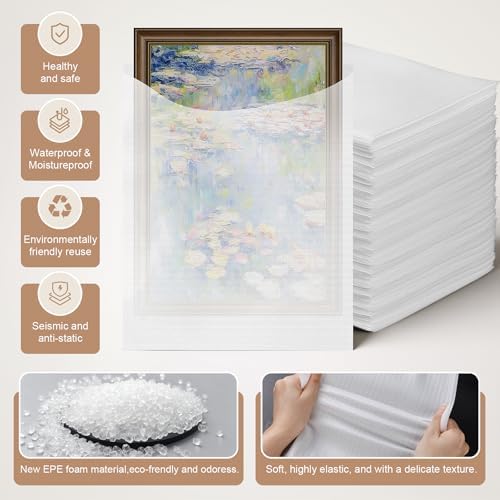 100 Pack Foam Pouches 8x12 Inch, cushion foam pouh Protecting for Packing, Foam Packing pouches Protecting mug, Cup, Glasses, China, and Dishes, Dishes Packing supplies for Moving, Storage, Moving