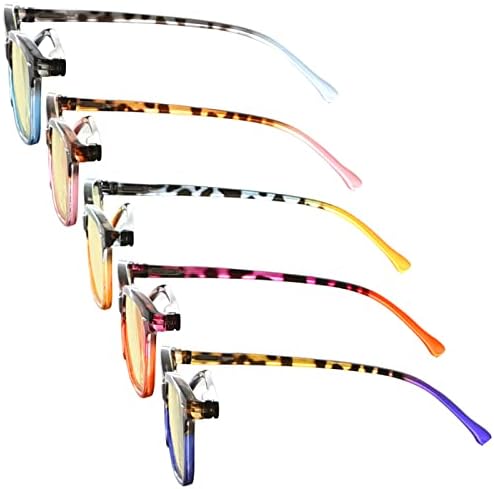 Eyekepper 5 Pack Blue Lens Glasses Women Screen Light Filter Blocking UV Rays Readers for Reading Computer Yellow Tinted +2.00