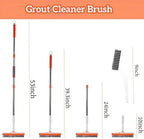 Grout Cleaning Brush with Adjustable Long Handle, V-Shaped Grout Scrub Brush for Tile Floors, 2 in 1 Stiff Bristle Scrub Brush for Crevice, Tile Line, Shower, Kitchen, Bathroom