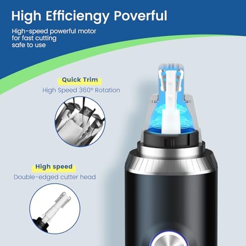 Ear and Nose Hair Trimmer for Men Women, 2026 Professional Painless USB Rechargeable Eyebrow & Facial Hair Trimmer, 13,000 RPM Precision Tool with Powerful Motor and Dual-Edge Blades, IPX7 Waterproof