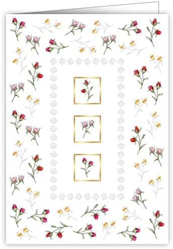 Card Pink, Yellow & Red Mini Roses