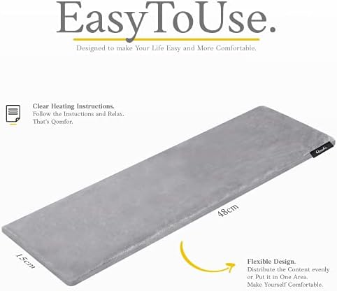 Qomfor - Microwavable Heating Pad - Gray - Lavender Scented Heat Pack - Therapeutic Heat Wrap for Neck, Shoulders & Period Cramps Pain Relief - Reusable Hot/Cold Therapy Bag