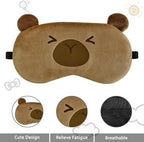 Cute Eye Mask for Sleeping, Cartoon Capybara Sleep Mask, Funny Novelty Plush Blindfold Sleep Eye Cover for Girls Boys Women Men, Night Nap Travel