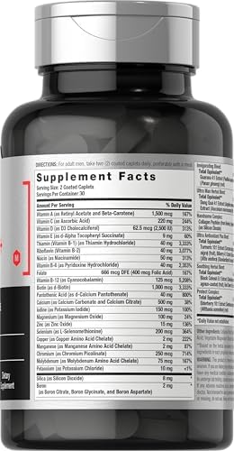 Horbäach Mens Multivitamins 50 Plus | 60 Caplets | with Calcium, Magnesium, Vitamin A, B, C, D & E | 50+ Advanced Formula | Non-GMO & Gluten Free Supplement