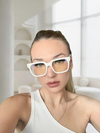 VISOONE Rectangle TR90 Blue Light Blocking Glasses Computer Eyewear with Preppy Look for Women and Men Cougar
