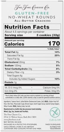The Fine Cheese Co. No-Wheat Rounds | Gluten-Free Crackers | Imported from England | 5.3 oz