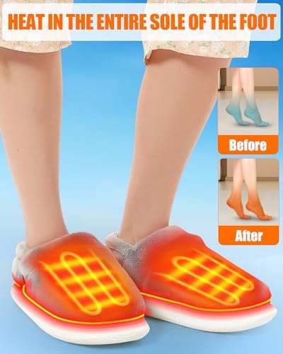 Heated Slippers - Foot Warmer for Men & Women, Electric Heating Slippers, Upgraded 4000mAh Battery Pack