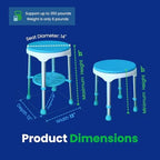 Healthline Round Bath Stool Shower Chair, Compact Shower Stool and Bench 350 Lbs - Small Bathtub Stool Chair for Shower, Non-Slip Seat, 360 Degree Rotating Padded Seat, Adjustable Height