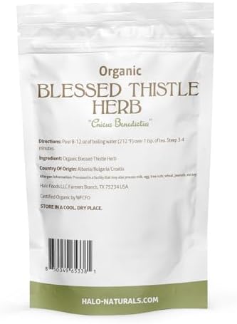 Organic Blessed Thistle Herb Cut & Sifted, 4 Ounces (Cnicus benedictus) USDA Certified | Resealable Pouch| Packaged in The USA