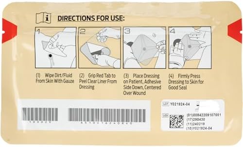North American Rescue HyFin Vent Chest Seal (Individual) NAR Compact 3-Channel Pressure Relief Vents for Chest Trauma, Injuries, Wounds (10-0029)