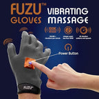 Fuzu Vibrating Massage Gloves Used for Couples Massages, Massaging Sore Muscles, Back, Neck, Shoulders, Legs, 20 Speeds & Patterns, Rechargeable & Waterproof | Pair, Eco-Friendly Packaging Grey Large