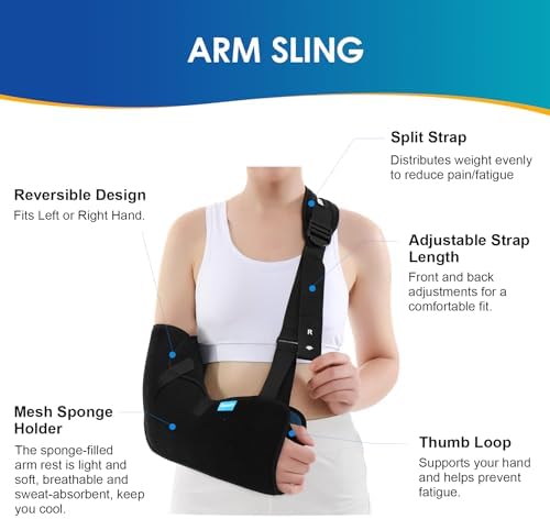 Cozyhealth Arm Sling Shoulder Injury Immobilizer Rotator Cuff Support Brace for Sleeping, Comfortable Medical Sling Arm for Shoulder Injury, Left and Right Arm for Men and Women (Medium)