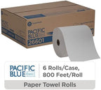 Georgia-Pacific Blue Basic Recycled Paper Towel Rolls by PRO, White, 26601, 800 Feet Per Roll, 6 Rolls Per Case