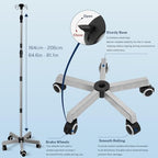 Multifunctional Foldable IV Pole with Wheels, Portable Medical IV Stand with 4 Hooks, Adjustable Height 43-83 Inch, Stainless Steel IV Drip Stand for Hospital, Clinic, Home Use