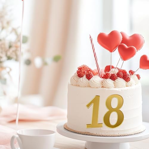 10 Pcs Gold Acrylic Number Cake Toppers for Birthday Party Wedding Anniversary, 0-9 Number Cupcake Decoration Sets for Birthday Cake Toppers Wedding Baby Shower