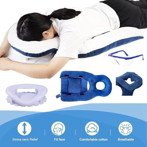 Vitrectomy Recovery Pillow, Reversible Face Down Pillow After Eye Surgery with Centre Hole and Adjustable Stand, Reversible Face Down Support, for Macular Hole And Retinal Detachment Post Surgery
