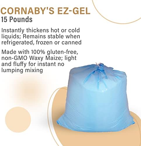 Cornaby's E-Z Gel Instant Food Thickener 15 Pounds | Gluten-Free, Non-GMO, All-Natural, Instant Food Starch Granules For Thickening Sauces, Soups, Gravy, Desserts, Salad Dressing, and More! Pack of 1