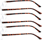 3 Pairs Lightweight Rectangular Unisex Readers with Spring Hinge - Small Slim Reading Glasses
