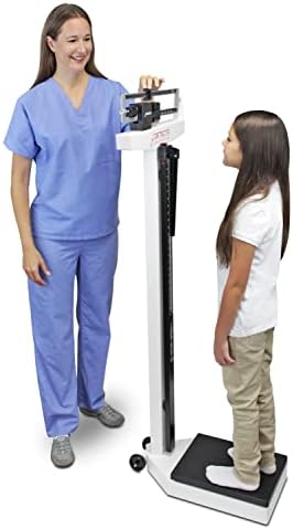 DETECTO 338 Mechanical Physician Beam Scale with Wheels/Height Rod, Dual Reading KG/LB