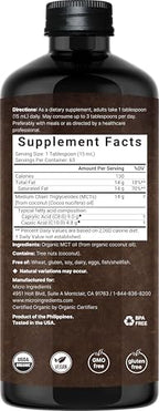 MCT Oil Organic, 32 fl oz |100% Virgin Coconut with C8 + C10 Fatty Acids | Great for Coffee or Dressings | Unflavored, Keto, Vegan