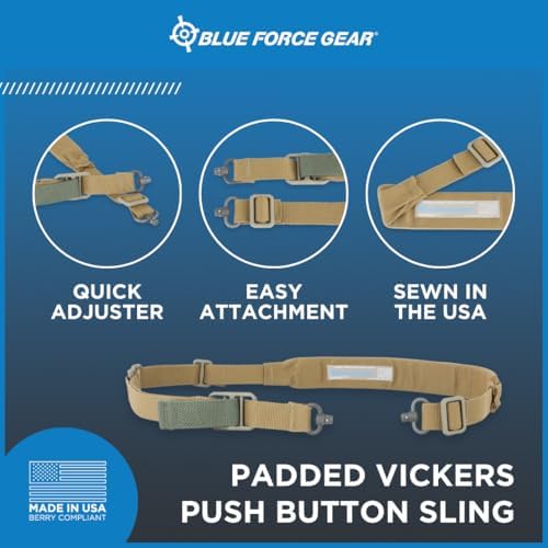 Blue Force Gear Vickers Padded Sling with Push Button Swivels - 2-Point Adjustable Sling