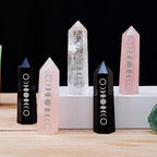 7-8cm Amethyst Point Tower Phase of The Moon Symbol Crystal Wand Rose Quartz Eclipse Column Home Dec Ornaments (Color : Amethyst)