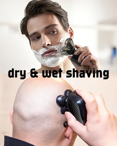 AW Shaver Replacement Head, 6 Blades Head Shaver Replacement Heads Compatible with AidallsWellup Replacement Head for AidallsWellup G-672 Head Shaver for Bald Men, 1 Cleaning Brush