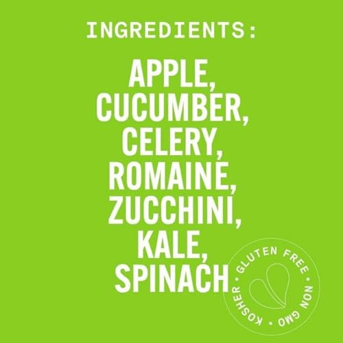 Pure Green Cold Pressed Juice - Pure Greens Apple - Fresh Functional Blend with Apple, Greens, Cucumber, Celery - Natural, Gluten Free, Non-GMO, No Artificial Colors or Flavors - Made from Real Fruits & Veggies - 16oz (12 Pack)