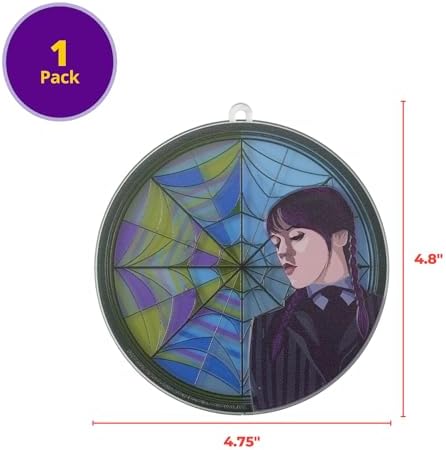 Wednesday Addams Cake Topper | Large Stained Glass Effect Cake Decoration By DecoPac, Ready To Use Topper, 4.8", Food Safe