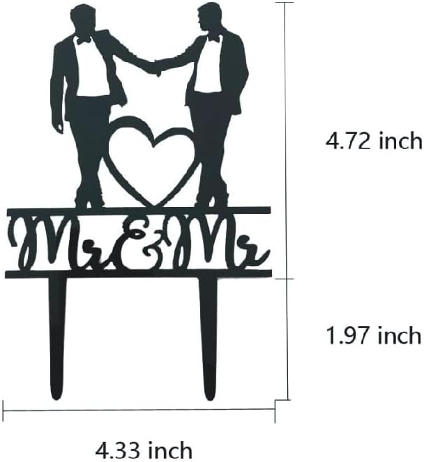 Mr And Mr Gay Wedding Cake Toppers Acrylic Silhouette Couple Groom Wedding Party Decorations