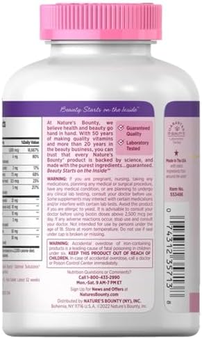 Nature's Bounty Hair Skin and Nails 5000 mcg of Biotin - 250 Coated Tablets Extra Strength