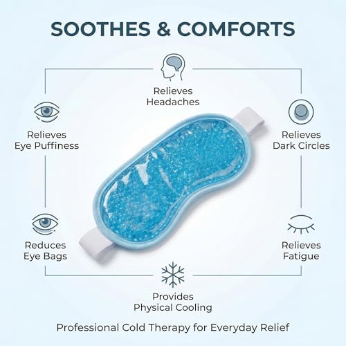 Cooling Eye Mask 2 Pack, Gel Eye Mask Cold Pack for Puffiness, Ice Eye Mask for Puffy Eyes, Hot Cold Compress for Eyes, Reusable Freezer Eye Mask Blue and Pink Color