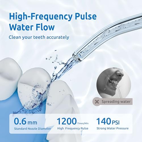 Water Flosser [ Mini Cordless Portable ] Oral Irrigator Water Teeth Cleaner Pick, Telescopic Water Tank, 3 Modes & IPX7 Waterproof, Home & Travel Water Floss for Teeth, Braces Bridges Care (White)