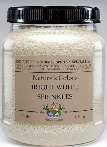 India Tree Nature's Colors Bright White Sprinkles - 2.9 lb Bulk | Natural, Non-GMO, Vegan, Top 9 Allergen-Free