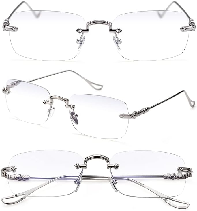 TERAISE Frameless Metal Reading Glasses for Men/Women Blue Light Blocking -Rimless Fashion Comfortable Computer Eyeglasses