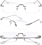 TERAISE Frameless Metal Reading Glasses for Men/Women Blue Light Blocking -Rimless Fashion Comfortable Computer Eyeglasses