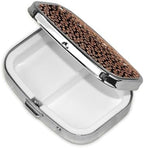 2 Compartments Travel Pill Organizer Box Small Pill Case for Pocket Purse Daily Pill Holder Container for Medicine Vitamin (Rose Gold Glitter Black Cheetah Leopard Print)