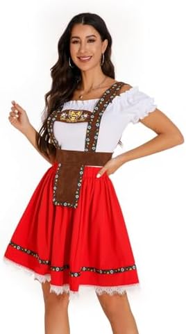 Oktoberfest Costumes Women Garden Maid Dresses 3pcs Sexy Oktoberfest Outfit Halloween Costume for Women