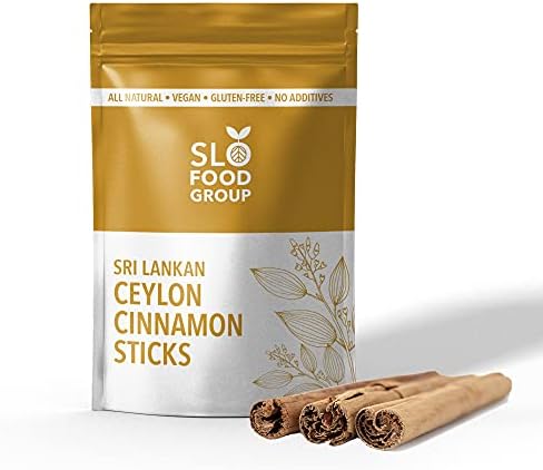 Slofoodgroup Ceylon Cinnamon Sticks - Pure Ceylon Cinnamon Quills 5 Inch Cut Cinnamon Spice from Sri Lanka, True Cinnamon - Cinnamomum Verum, 4 OZ.