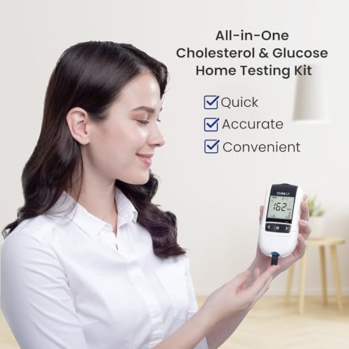 CURO L7 Portable Cholesterol & Glucose Testing Kit, Easy at-Home Use, Instant 6-in-1 Lipid Panel & Blood Sugar Results, Total, HDL, LDL, Triglycerides, Glucose