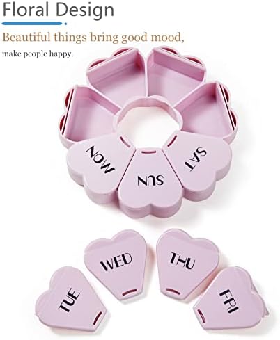 MOLN HYMY Large Weekly Pill Organizer, Girly Pill Box 7 Day, Purple Pink Daily Vitamin Holder for Fish Oil/Medicine/Supplements